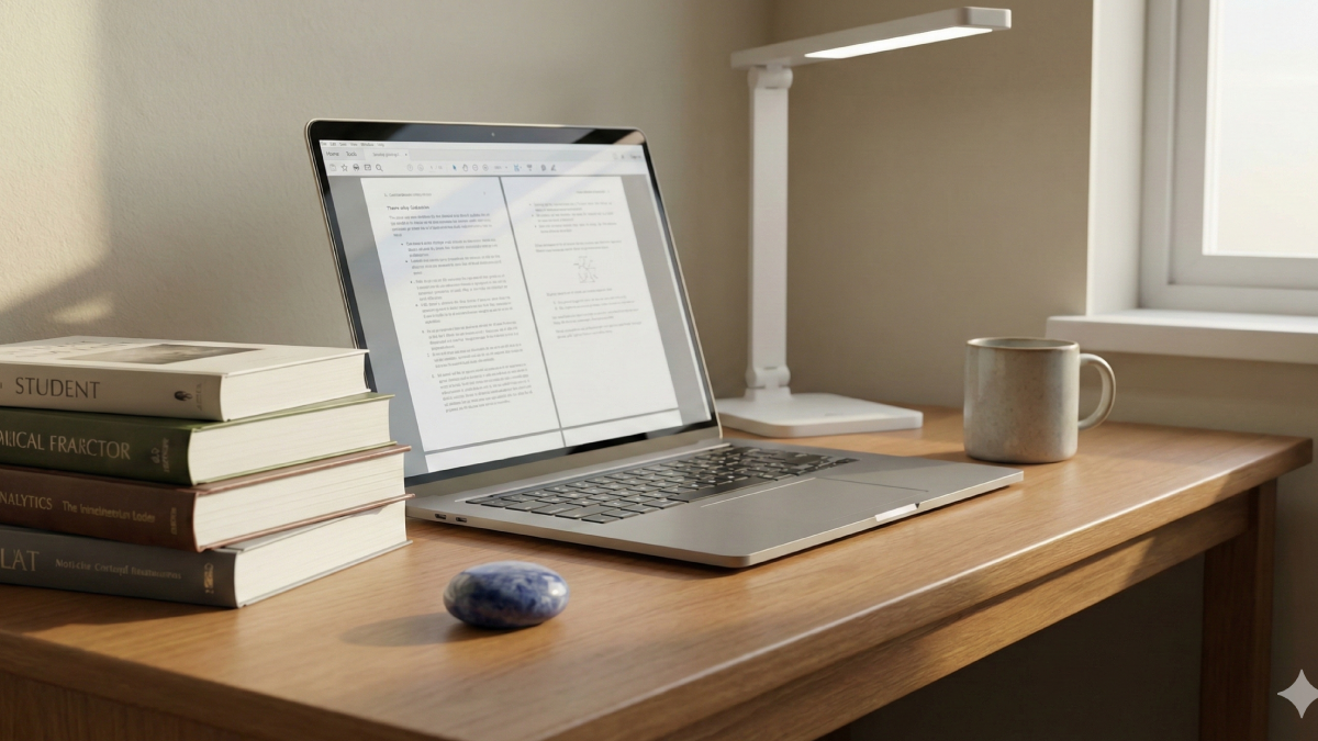 勉強机に置かれたソーダライトのイメージ