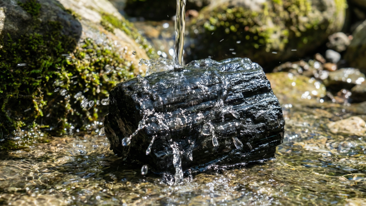 ブラックトルマリンを浄化しているイメージ