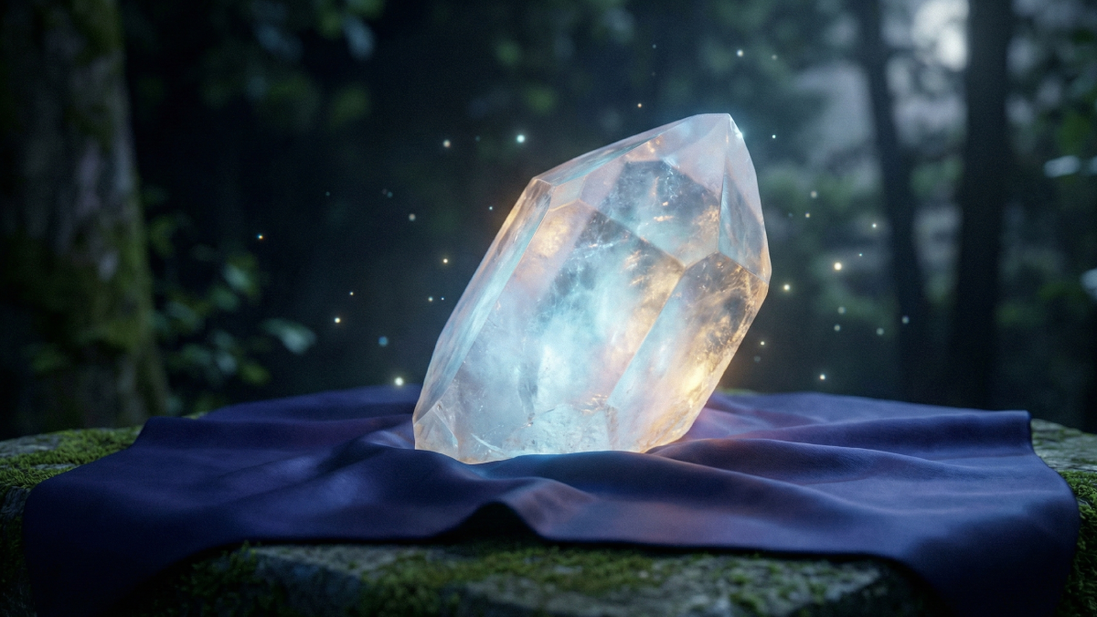 優しい月明かりの下で静かに休むパワーストーンのイメージ