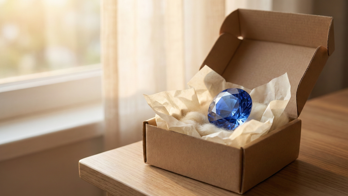 ルーペで天然石の美しい内包物を観察するイメージ